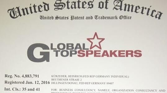 Global Topspeakers brand now officially registered in the US